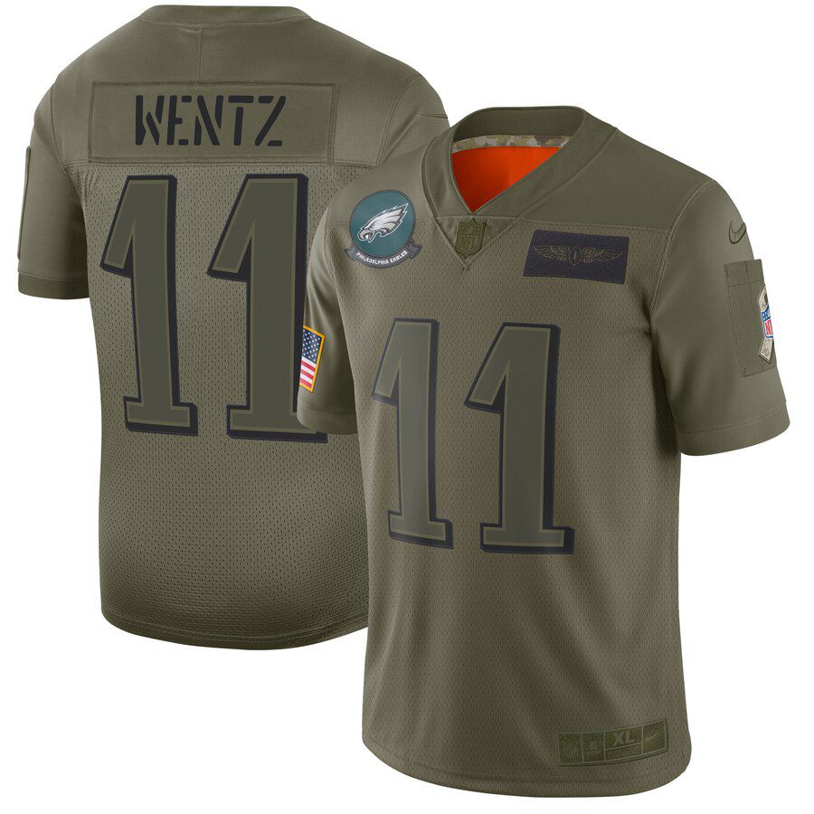 Men Philadelphia Eagles #11 Wentz Green Nike Olive Salute To Service Limited NFL Jerseys->new york giants->NFL Jersey